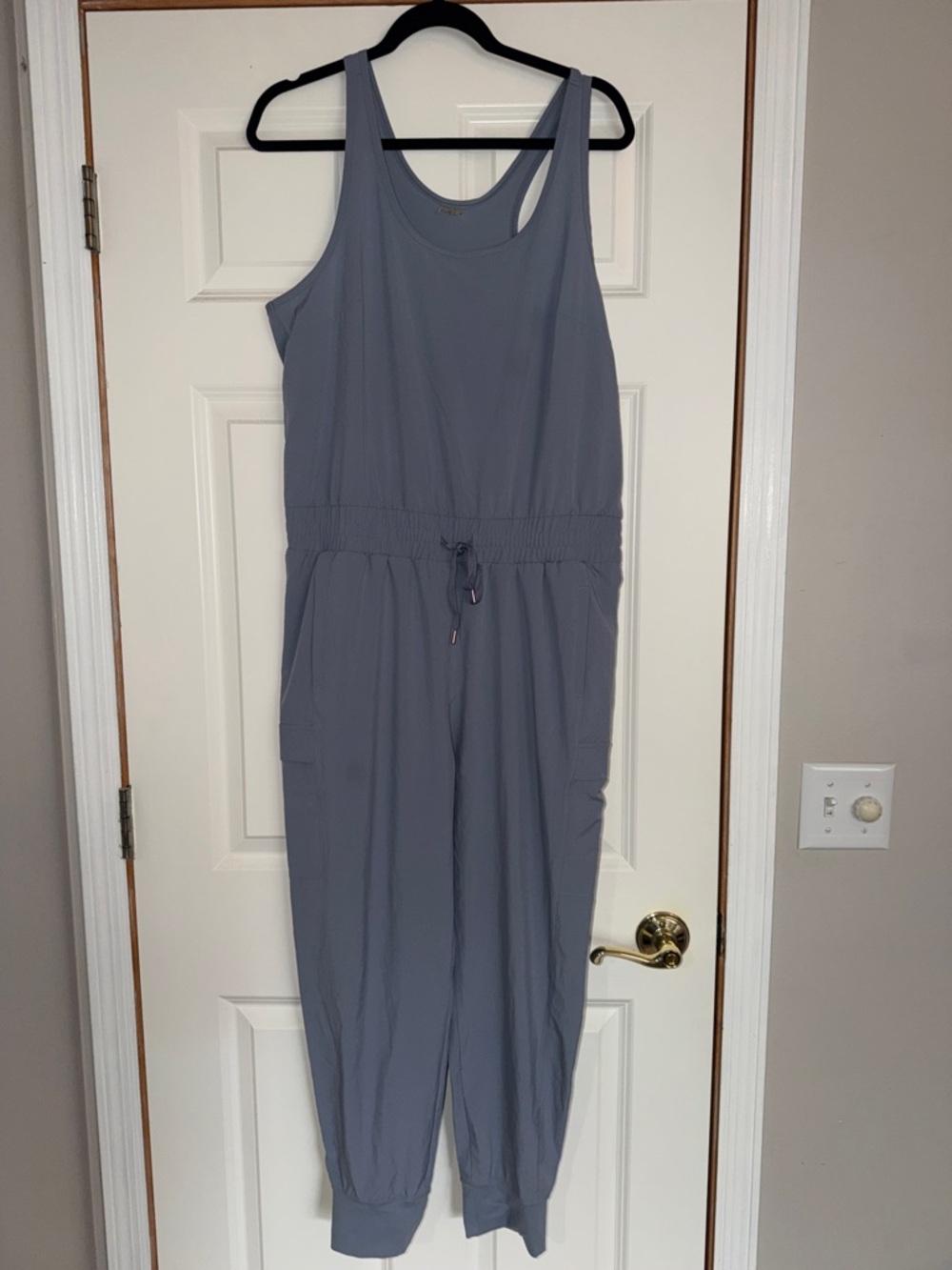 CALIA by Carrie Underwood Sleeveless Drawstring Jumpsuit in Slate Blue